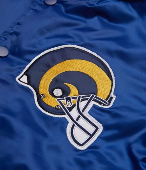 Los Angeles Rams Bomber Satin Royal Blue Jacket - Image 3