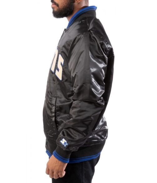 Los Angeles Rams Satin Bomber Black Jacket - Image 4