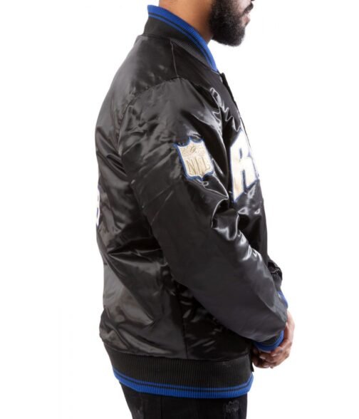 Los Angeles Rams Satin Bomber Black Jacket - Image 5
