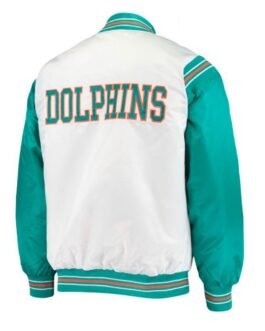 Varsity Miami Dolphins Green and White Starter Jacket