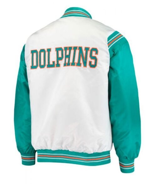 Varsity Miami Dolphins Green and White Starter Jacket - Image 2