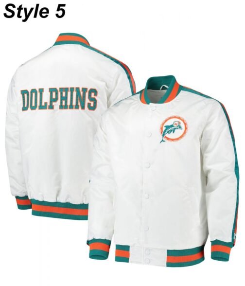 Bomber Miami Dolphins Teal Green Satin Jacket - Image 10