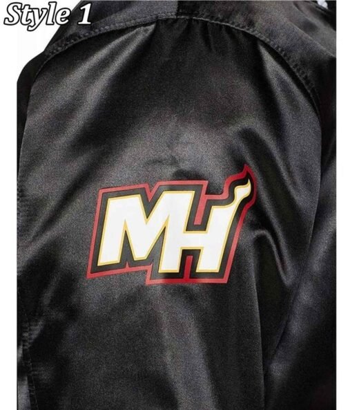 Miami Heat New Era Black Satin Jacket - Image 6