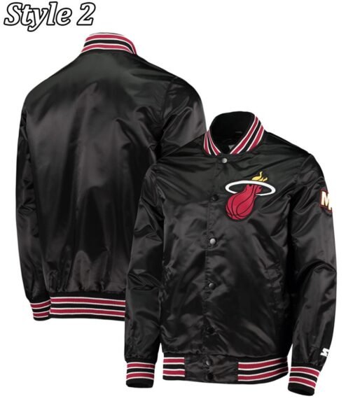 Miami Heat New Era Black Satin Jacket - Image 5