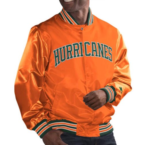 Miami Hurricanes Bomber Satin Jacket - Image 2