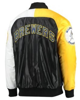 Milwaukee Brewers Tri-Color Full-Snap Satin Jacket