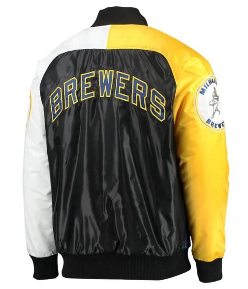 Milwaukee Brewers Tri-Color Full-Snap Satin Jacket - Image 2