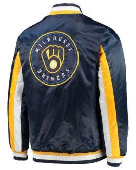 Milwaukee Brewers The Ace Full-Snap Satin Navy Jacket