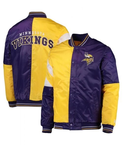 Minnesota Vikings Leader Yellow and Purple Jacket - Image 3