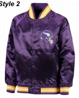 Starter Bomber Minnesota Vikings Purple Satin Jacket