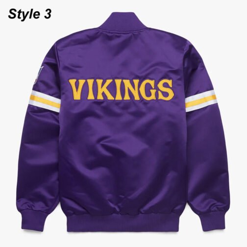 Starter Bomber Minnesota Vikings Purple Satin Jacket - Image 6