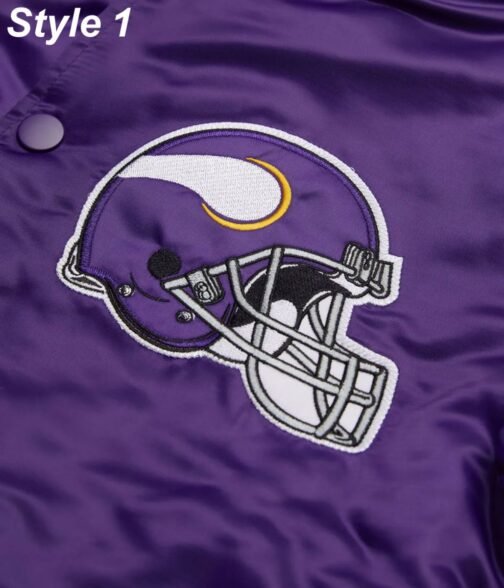 Starter Bomber Minnesota Vikings Purple Satin Jacket - Image 7