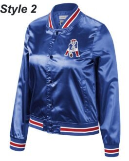 Bomber New England Patriots Royal Blue Satin Jacket