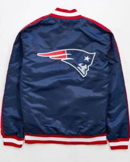 New England Patriots Satin Striped Navy Blue Jacket