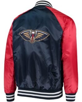 New Orleans Pelicans Starter Red and Blue Satin Jacket