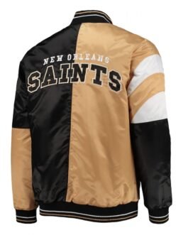 New Orleans Saints Leader Black and Gold Full-Snap Satin Jacket