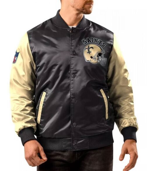 New Orleans Saints Locker Room Throwback Black and Gold Jacket - Image 4