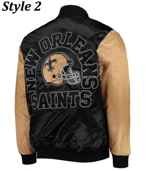New Orleans Saints Throwback Varsity Black and Brown Jacket - Image 4
