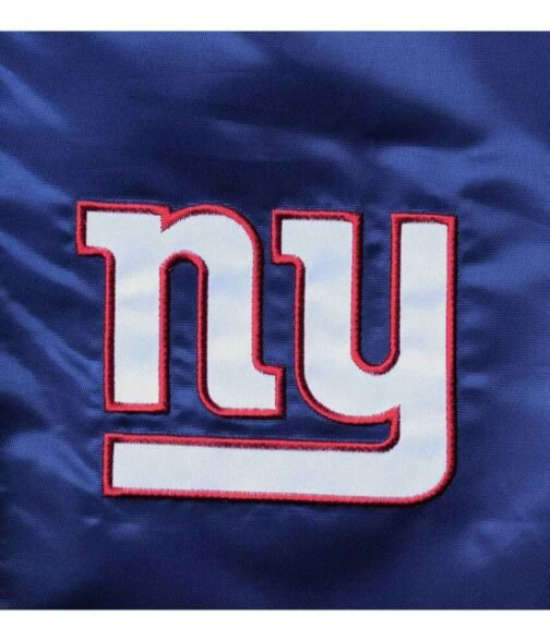 NY Giants Leader Red and Blue Full-Snap Satin Varsity Jacket - Image 4