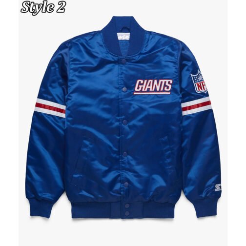 NFL NY Giants Satin Royal Blue Jacket - Image 2