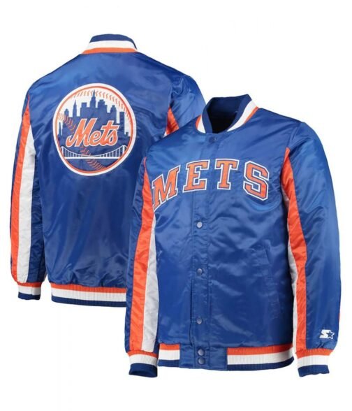 NY Mets The Ace Full-Snap Royal Blue Satin Jacket - Image 3