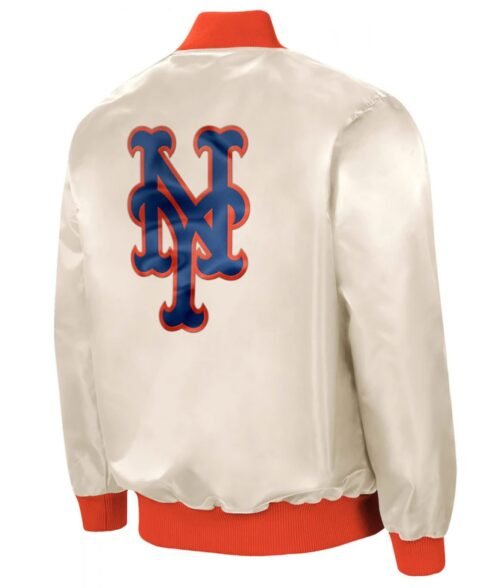 Starter NY Mets White Satin Jacket - Image 2