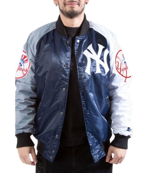 NY Yankees Tri-Color Satin Jacket - Image 3