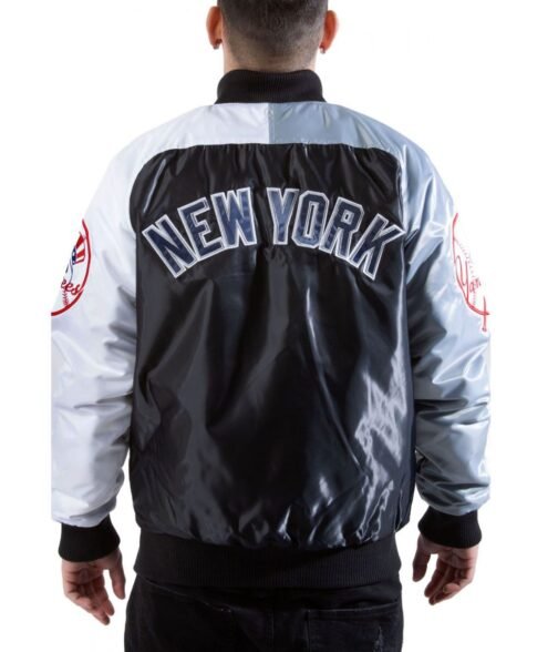 NY Yankees Tri-Color Satin Jacket - Image 2