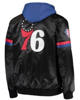 Varsity Philadelphia 76ers Black/Royal Full-Snap Hoodie Jacket