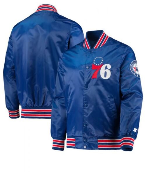 Bomber Starter Philadelphia 76ers Satin Blue Jacket - Image 3