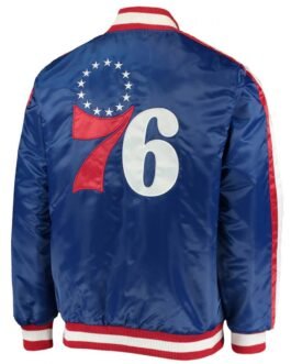 The Offensive Philadelphia 76ers Varsity Royal Blue Satin Full-Snap Jacket