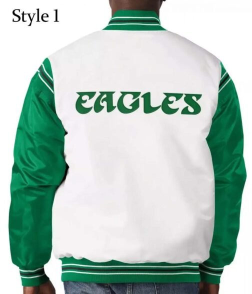 Renegade Philadelphia Eagles Starter Satin Green and White Jacket - Image 9
