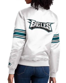 Philadelphia Eagles Line Up White Satin Jacket