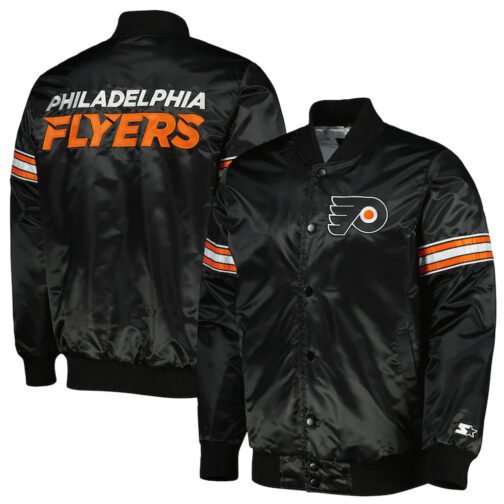 Philadelphia Flyers Orange and Black Satin Jacket - Image 6