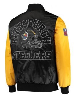 Locker Room Pittsburgh Steelers Throwback Satin Black and Yellow Jacket