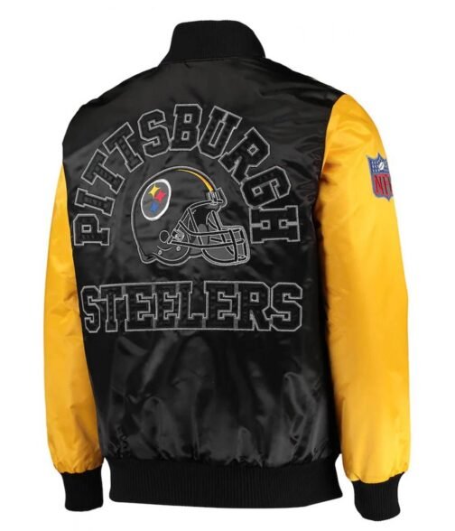 Locker Room Pittsburgh Steelers Throwback Satin Black and Yellow Jacket - Image 2