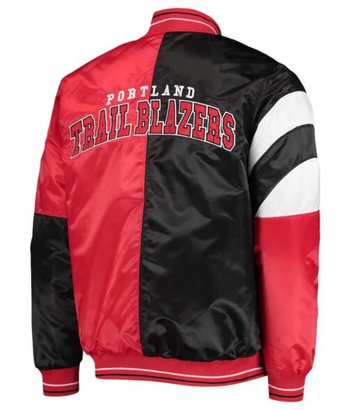 Portland Trail Blazers 75th Anniversary Leader Black and Red Satin Jacket - Image 2