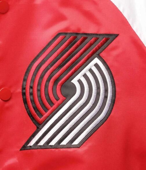 Portland Trail Blazers Reliever Satin Varsity Jacket - Image 4