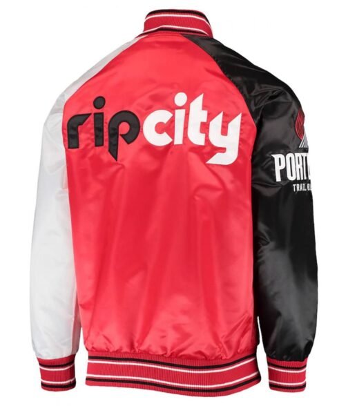 Portland Trail Blazers Reliever Satin Varsity Jacket - Image 2