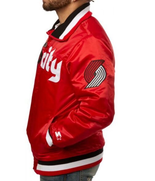 Portland Trailblazers Rip City Bomber Red Jacket - Image 4