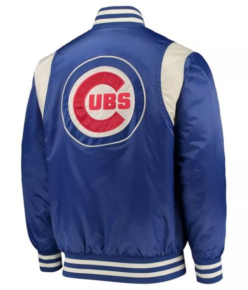 Chicago Cubs Full-Snap Royal /Cream Satin Jacket - Image 2