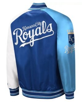 Kansas City Royals Reliever Royal and Light Blue Varsity Satin Jacket
