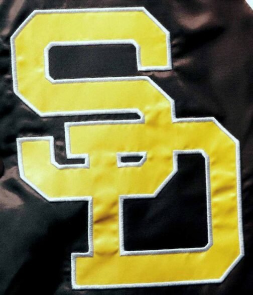 San Diego Padres Brown and Gold Satin Varsity Jacket - Image 4