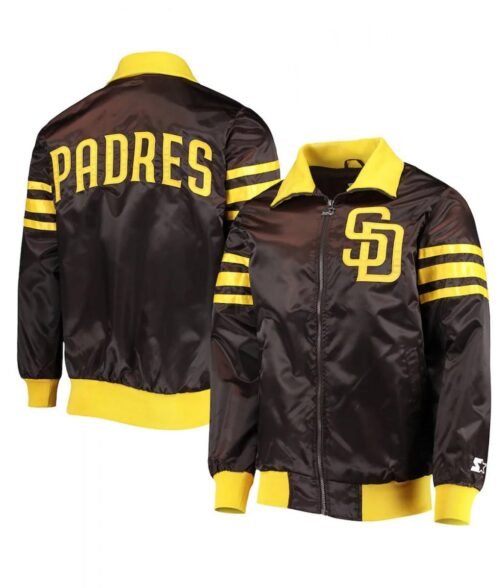 San Diego Padres Full-Zip The Captain II Varsity Brown Jacket - Image 3