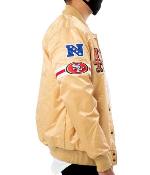 San Francisco 49ers Starter Bomber White/Gold Jacket - Image 8