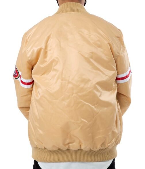 San Francisco 49ers Starter Bomber White/Gold Jacket - Image 3
