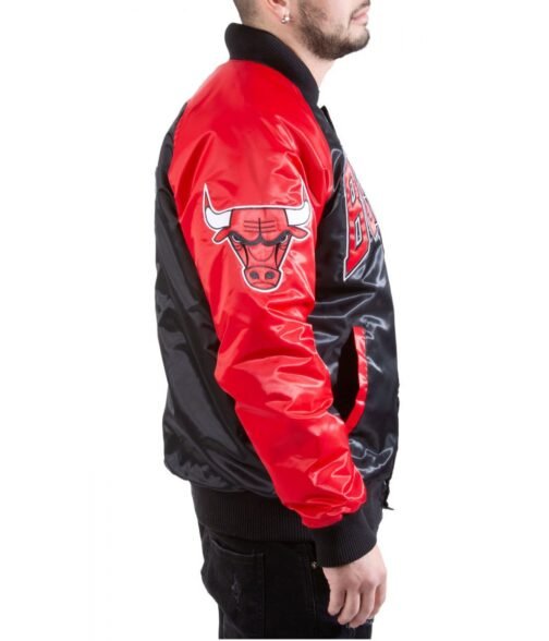 Tri-Color Chicago Bulls Varsity Satin Jacket - Image 7