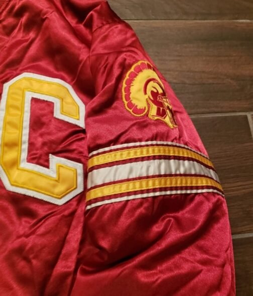 USC Trojans Football Red Satin Button-Up Jacket - Image 8