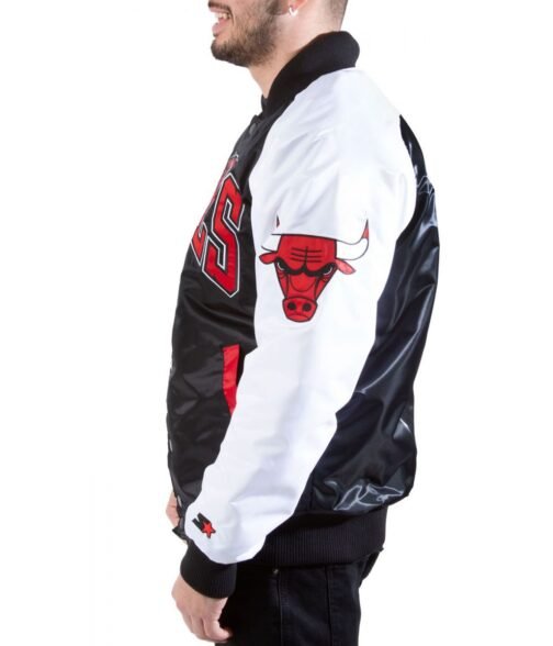 Tri-Color Chicago Bulls Varsity Satin Jacket - Image 6