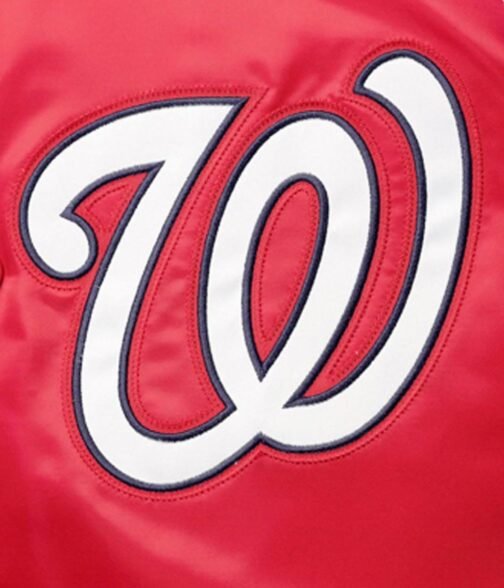 Washington Nationals Reliever Satin Red/Navy Jacket - Image 4